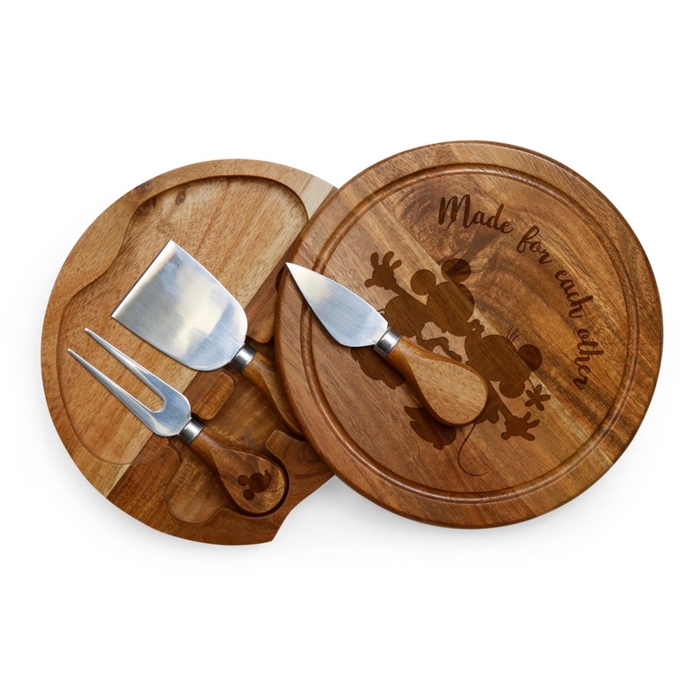 Disney's Mickey & Minnie Mouse Acacia Wooden Cheese Board with Tool Set
